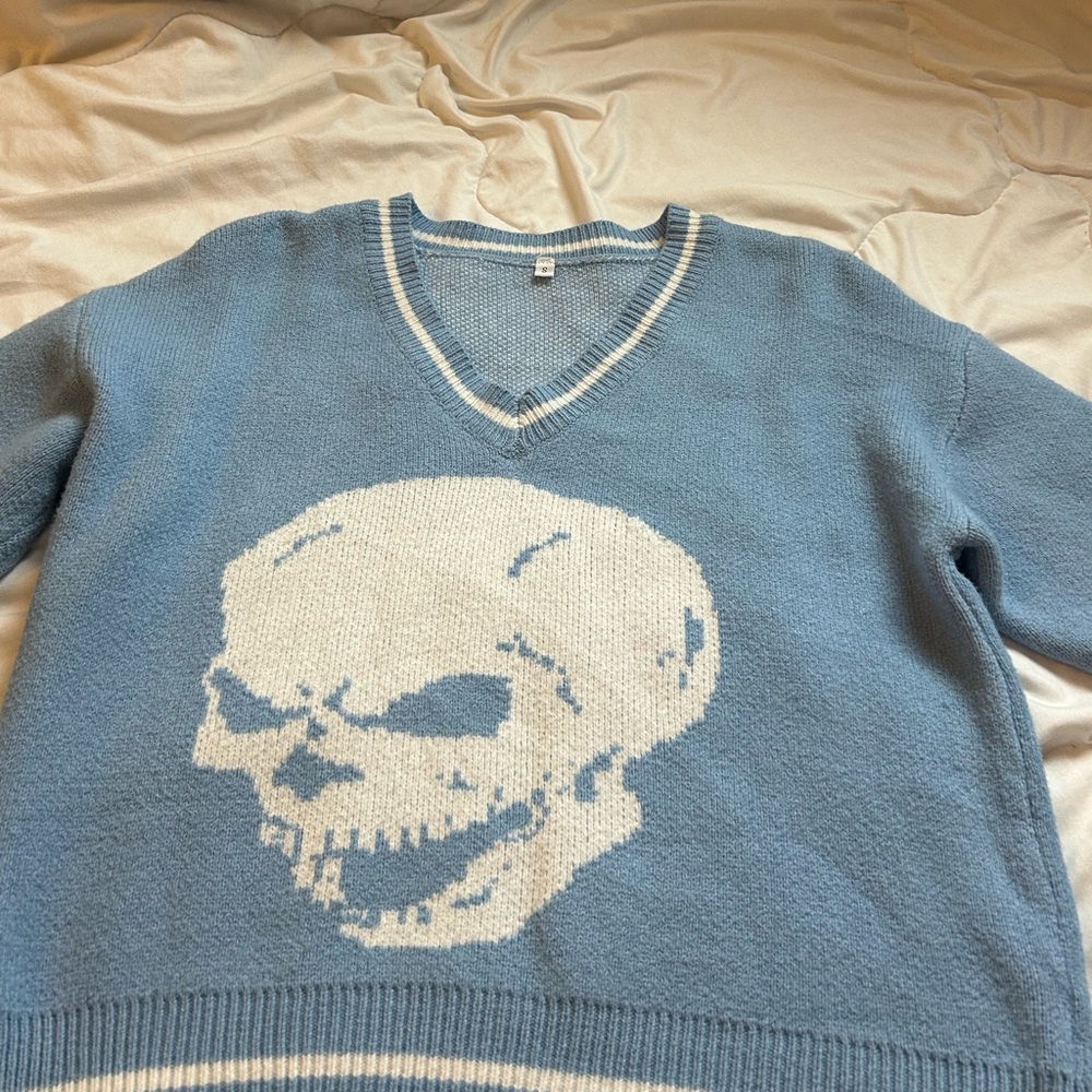 blue skull sweater
